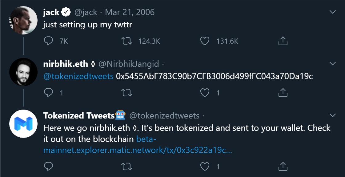 Figure 4: Double minting of the most expensive tweet on tokenizedtweets.com
